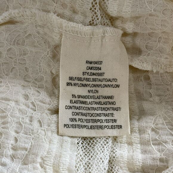 TINY Lace Sheer Panel Top Size XL Cream Layering Whimsigoth Cowl Neck Stretch - Picture 9 of 11